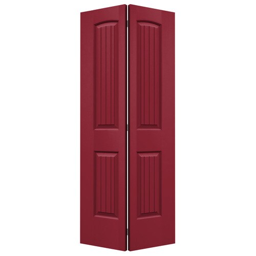 JELDWEN Santa Fe Barn Red 2Panel Round Top Plank Molded Composite