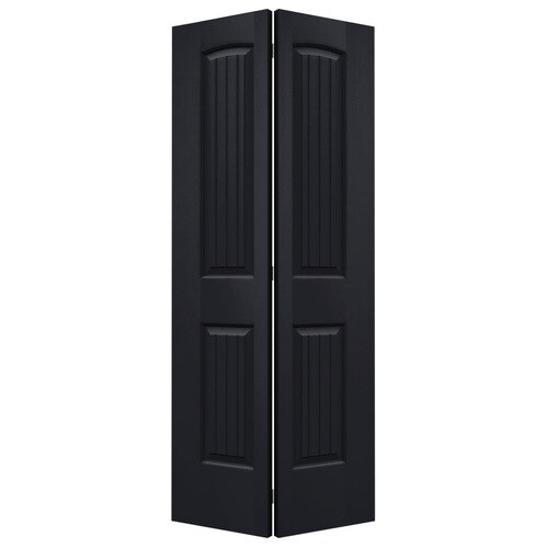 JELDWEN Santa Fe 36in x 80in Midnight 2Panel Round Top Plank Prefinished Molded Composite