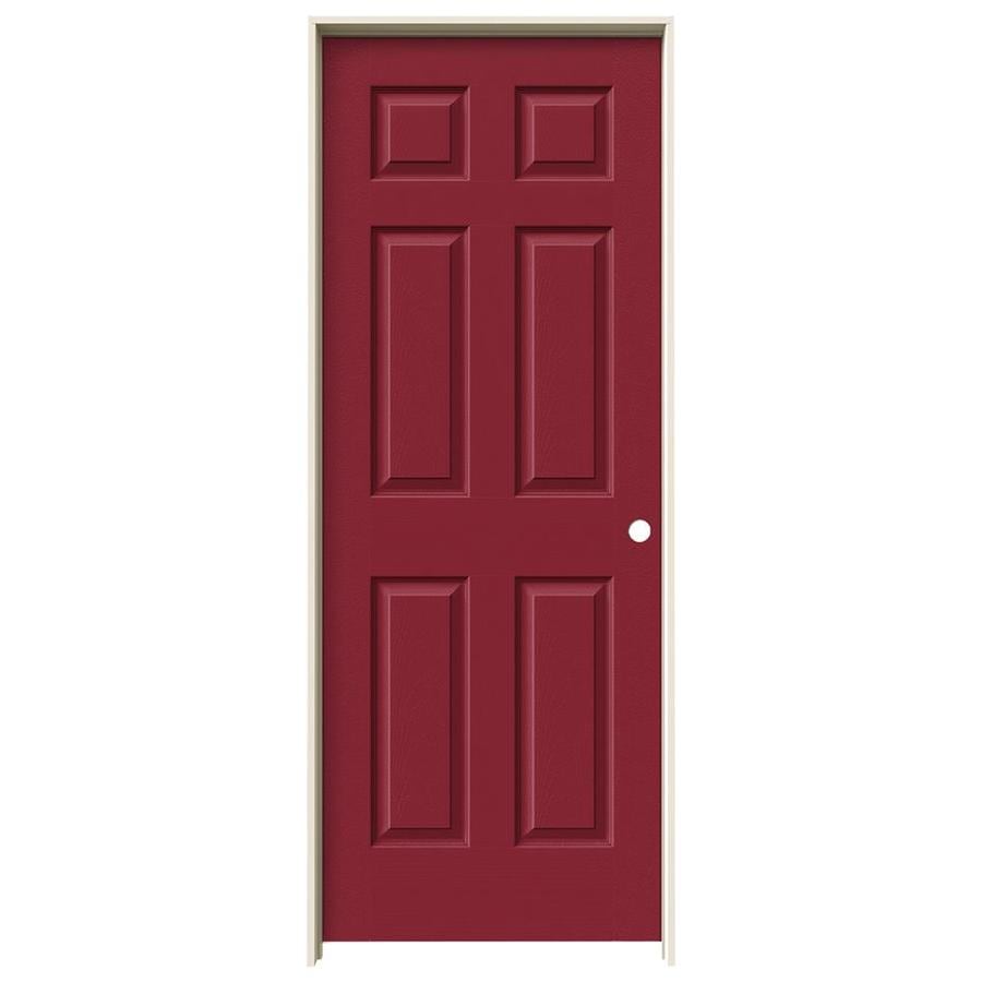 JELD-WEN Colonist Barn Red 6-Panel Hollow Core Mirrored Glass Molded Composite Pre-Hung Door (Common: 30-in x 80-in; Actual: 31.5625-in x 81.6875-in)