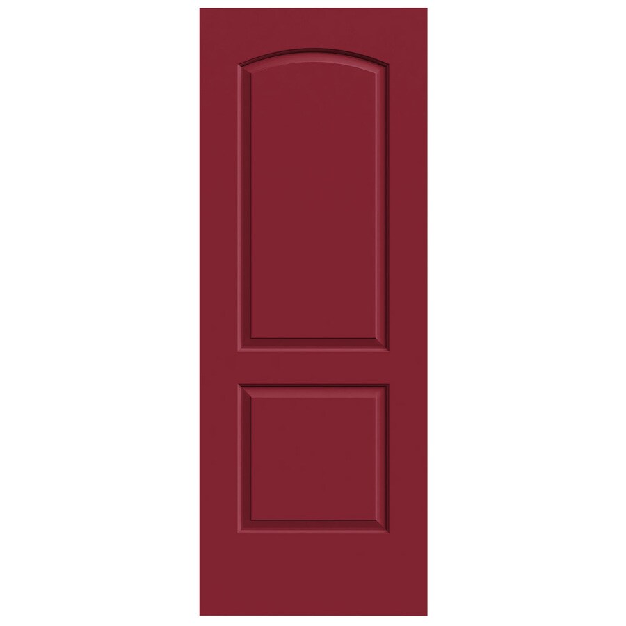 Jeld Wen Continental Barn Red 2 Panel Round Top Solid Core Molded