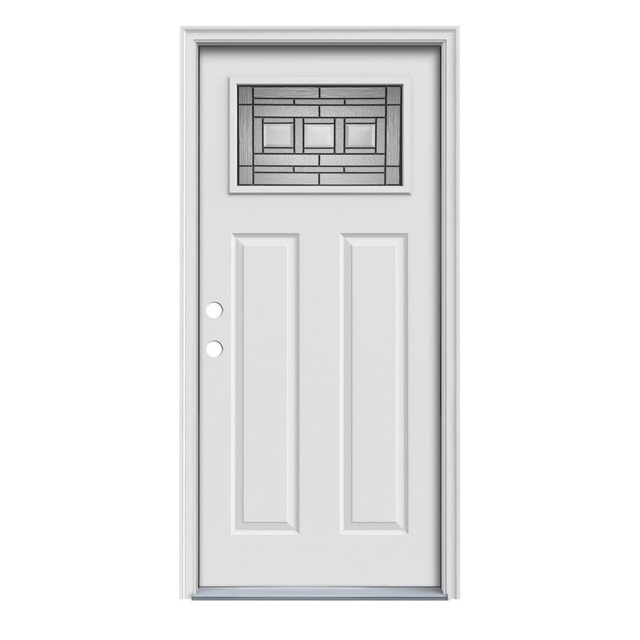 Jeld Wen Craftsman Decorative Glass Right Hand Inswing Primed