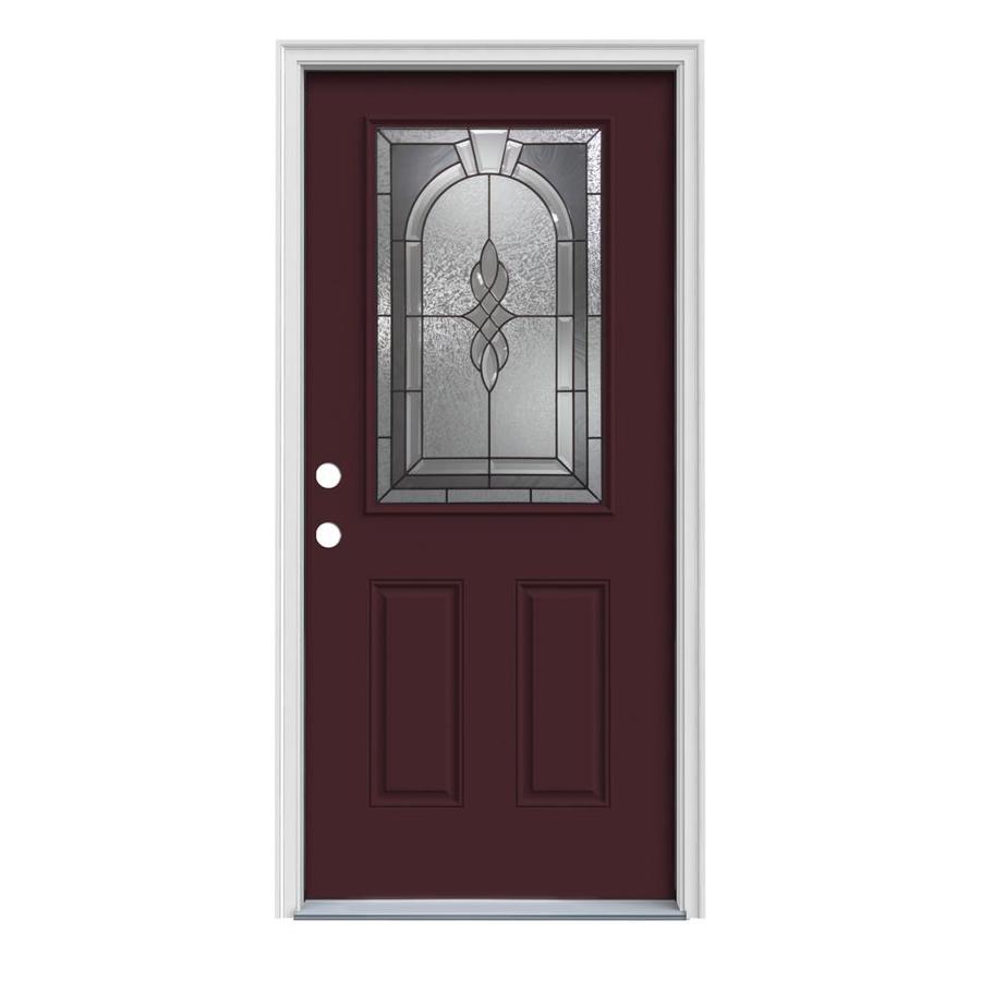 Jeld Wen Hampton 36 In X 80 In Steel Half Lite Right Hand Inswing Currant Painted Prehung Single