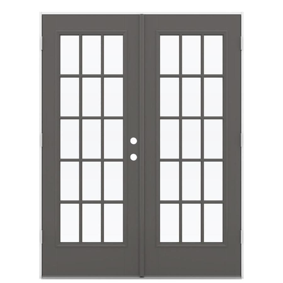 door jeld wen tempered outswing actual patio common french hand right simulated divided fiberglass timber gray light lowes