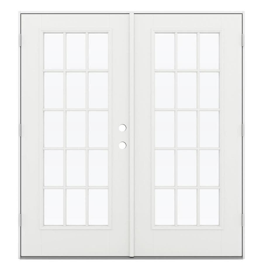 Shop JELD-WEN Simulated Divided Light Arctic White Fiberglass French ...