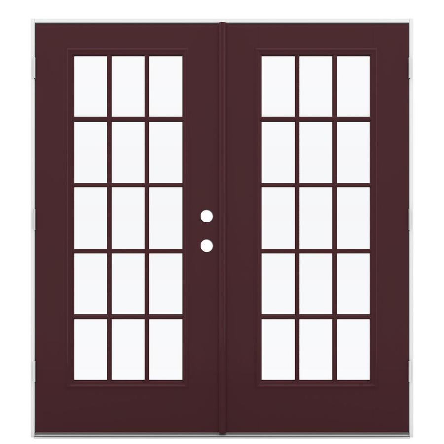 Jeld Wen 71 5 In X 78 6875 Simulated Divided Light Right Outswing Brown Fiberglass French Patio Door Image 1 2 Jeld Wen 71 5 In X 78 6875 Simulated Divided Light Right Hand