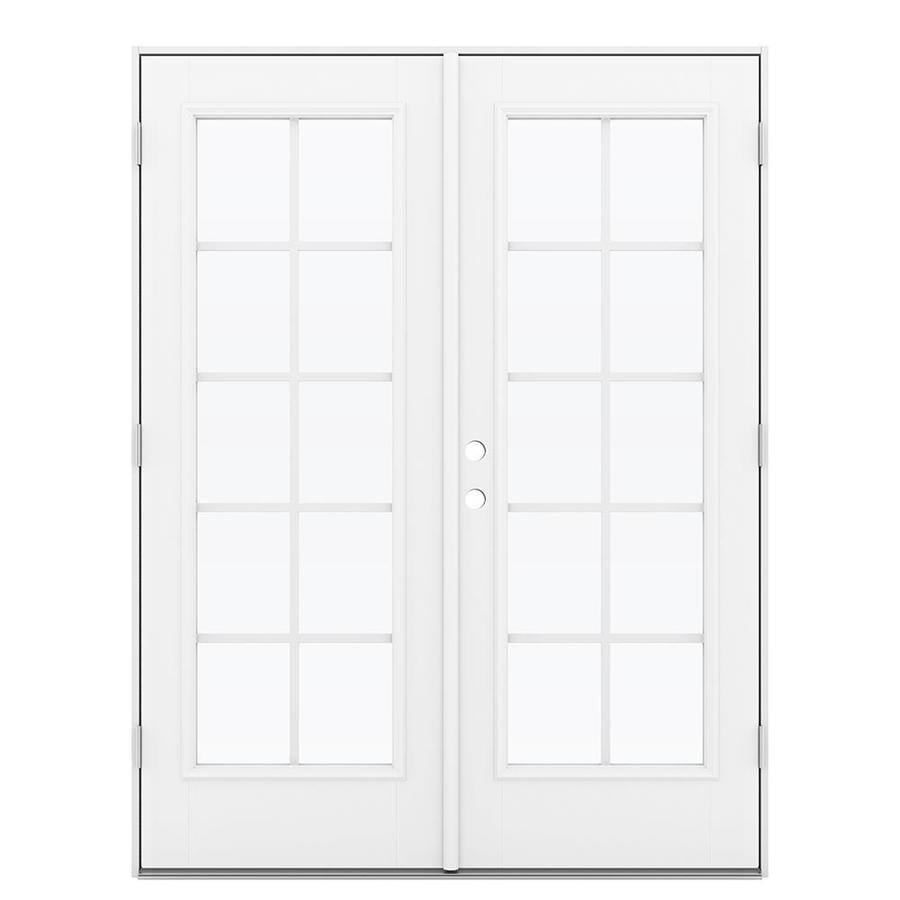 JELD-WEN Tempered Grilles Between the Glass Arctic White Fiberglass Left-Hand Outswing French Patio Door (Common: 60-in x 80-in; Actual: 59.5-in x 78.6875-in)