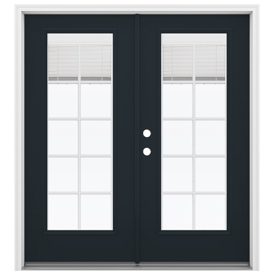 JELD-WEN LOWOLJW182200277 72-in x 80-in Tempered Blinds Between The Glass Eclipse Fiberglass Right-Hand Inswing Prehung Double Door French Patio Door ENERGY STAR Northern Zone ENERGY STAR North/Central Zone ENERGY STAR South/Central Zone ENERGY STAR Southern Zone