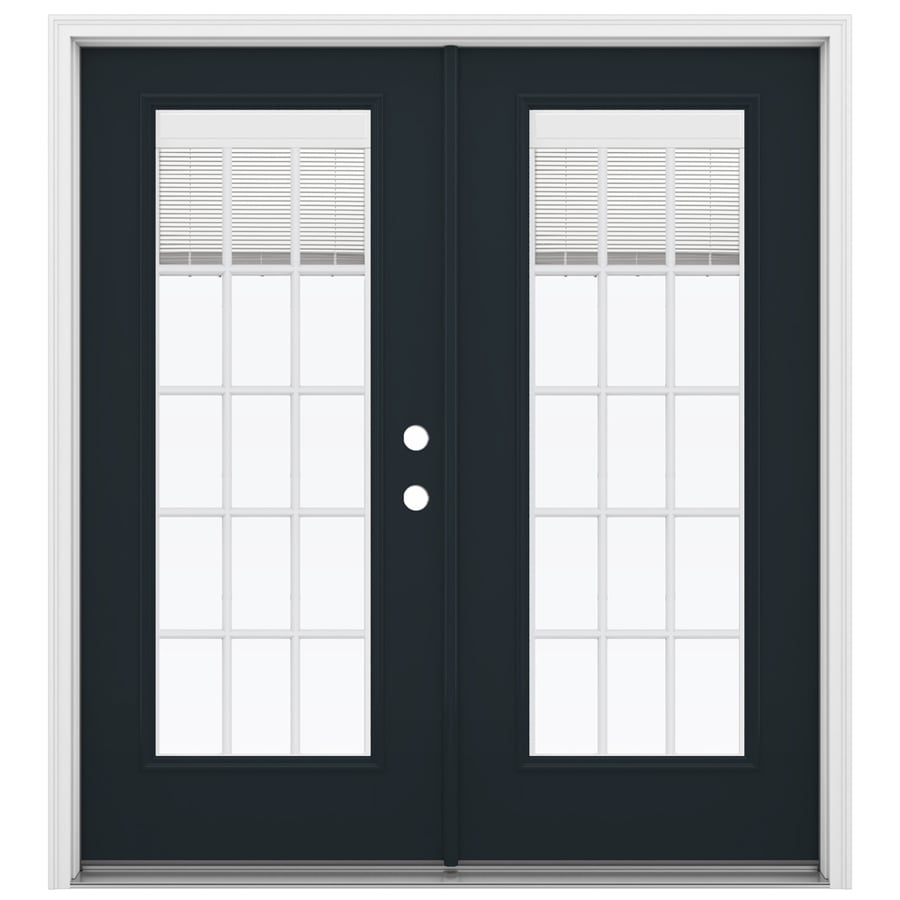 JELD-WEN LOWOLJW182200368 72-in x 80-in Tempered Blinds Between The Glass Eclipse Fiberglass Left-Hand Inswing Prehung Double Door French Patio Door ENERGY STAR Northern Zone ENERGY STAR North/Central Zone ENERGY STAR South/Central Zone ENERGY STAR Southern Zone