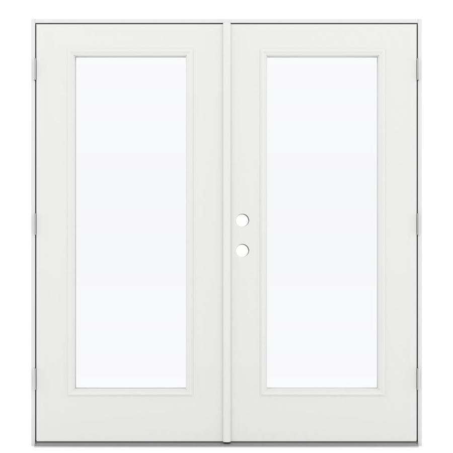Jeld Wen 72 In X 80 In Clear Glass Arctic White Steel Left Hand Outswing Double Door French