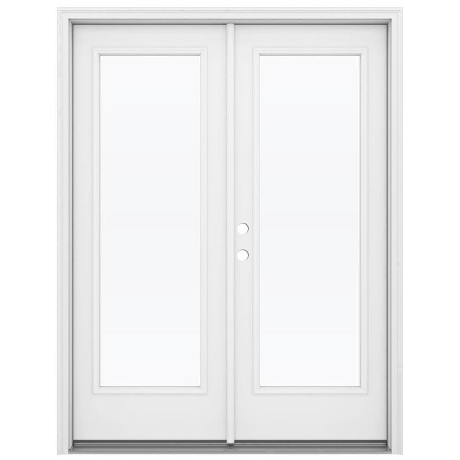 Clear Glass Primed Steel Right Hand Inswing Double Door French Patio Door Common 60 In X 80 In Actual 59 5 In X 79 5625 In