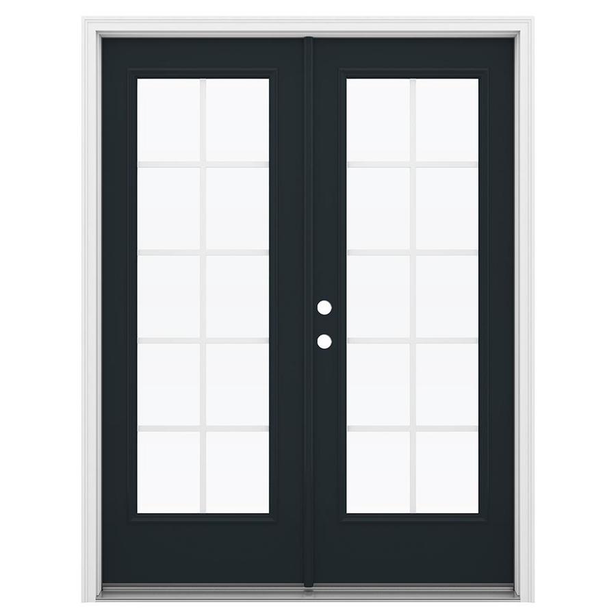 JELD-WEN French Tempered Grilles Between the Glass Eclipse Steel Right-Hand Inswing French Patio Door (Common: 60-in x 80-in; Actual: 59.5-in x 79.5625-in)