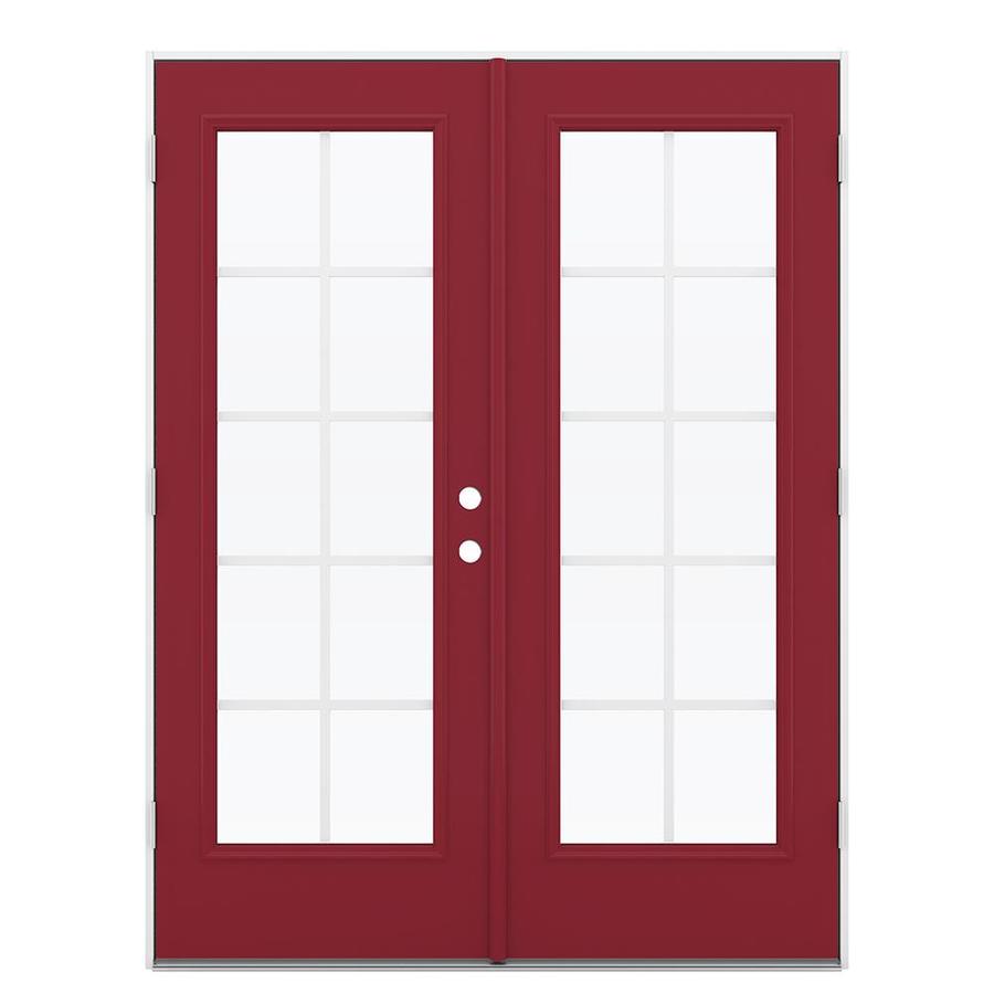 JELDWEN French 60in x 80in Grilles Between The Glass Roma Red Steel