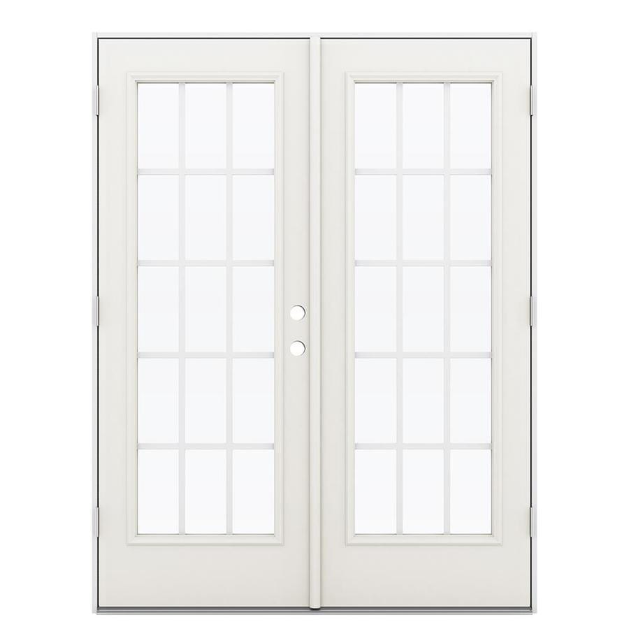 JELD-WEN French 60-in x 80-in Grilles Between The Glass Sandy Shore ...