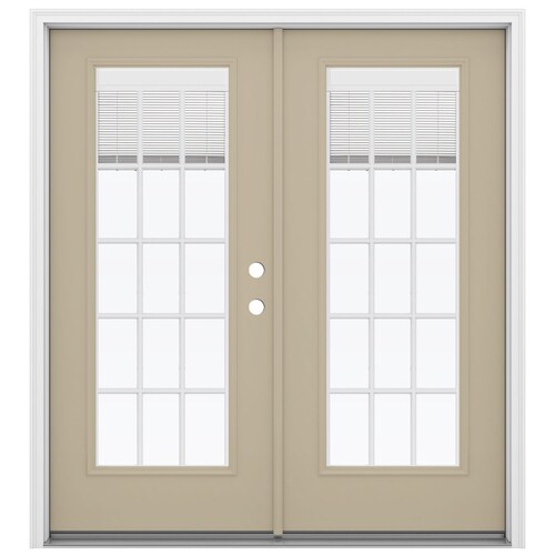 JELDWEN French 72in x 80in Blinds and Grilles Between The Glass Sandy Shore Steel LeftHand