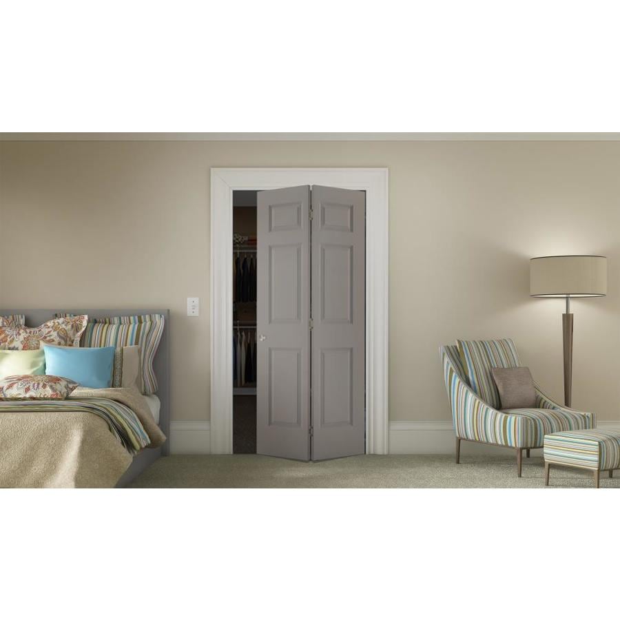 Colonist Primed 6 Panel Molded Composite Bifold Door Hardware Included Common 30 In X 80 In Actual 30 In X 79 In