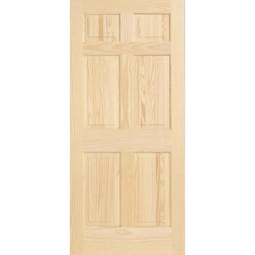 JELD-WEN 6 Panel Pine Unfinished 6-Panel Solid Core Wood Slab Door ...