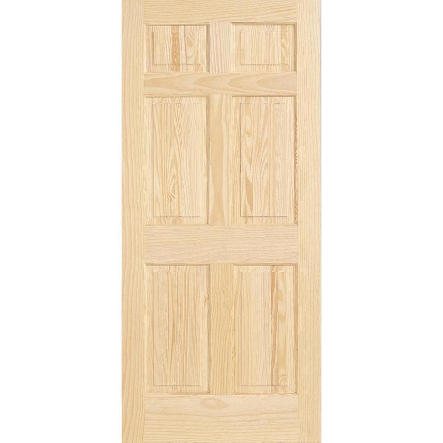 JELD-WEN 6 Panel Pine Unfinished 6-Panel Solid Core Wood Slab Door