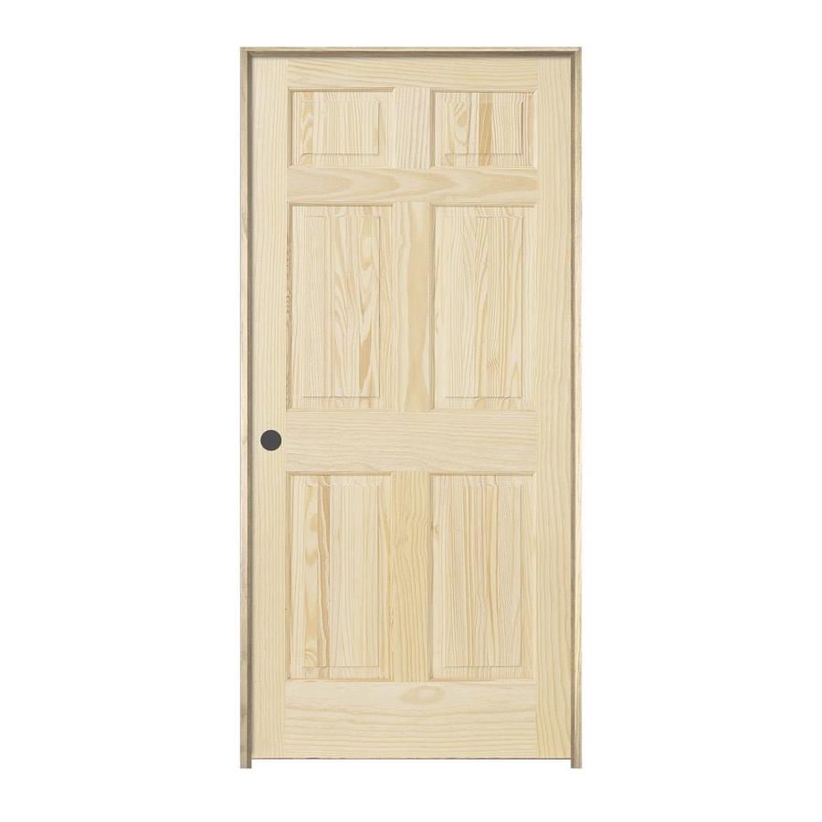 JELD-WEN 6 Panel Pine Unfinished 6-Panel Wood Pine Pre-Hung Door (Common: 24-in x 80-in; Actual: 25.5625-in x 81.6875-in)