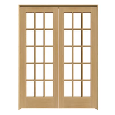 Prehung Solid Core 15 Lite Clear Glass Pine Interior Door Common 60 In X 80 In Actual 61 562 In X 81 688 In