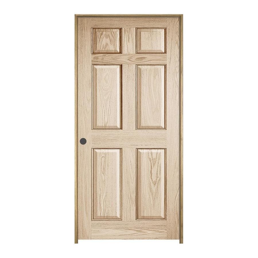 JELD-WEN 6 Panel Oak Unfinished 6-Panel Wood Oak Pre-Hung Door (Common: 32-in x 80-in; Actual: 33.5625-in x 81.6875-in)