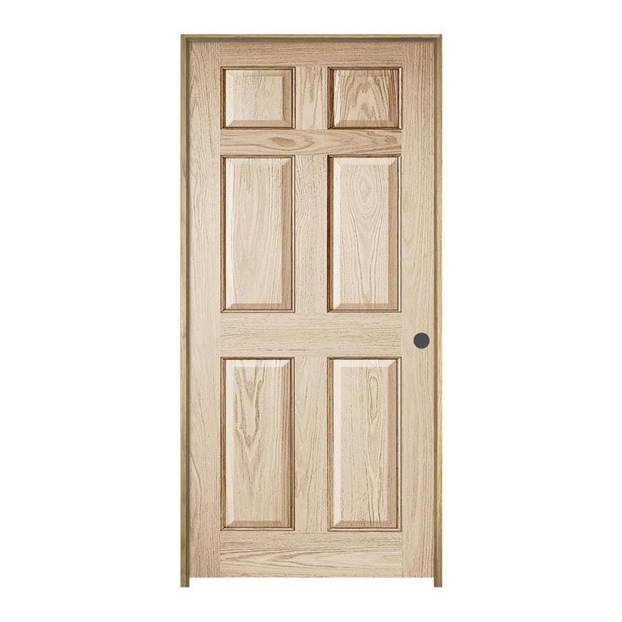 6 Panel Oak Unfinished 6 Panel Wood Oak Pre Hung Door Common 36 In X 80 In Actual 37 5625 In X 81 6875 In