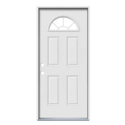 Jeld Wen 36 In X 80 In Steel 1 4 Lite Right Hand Inswing Primed Prehung Single Front Door In The