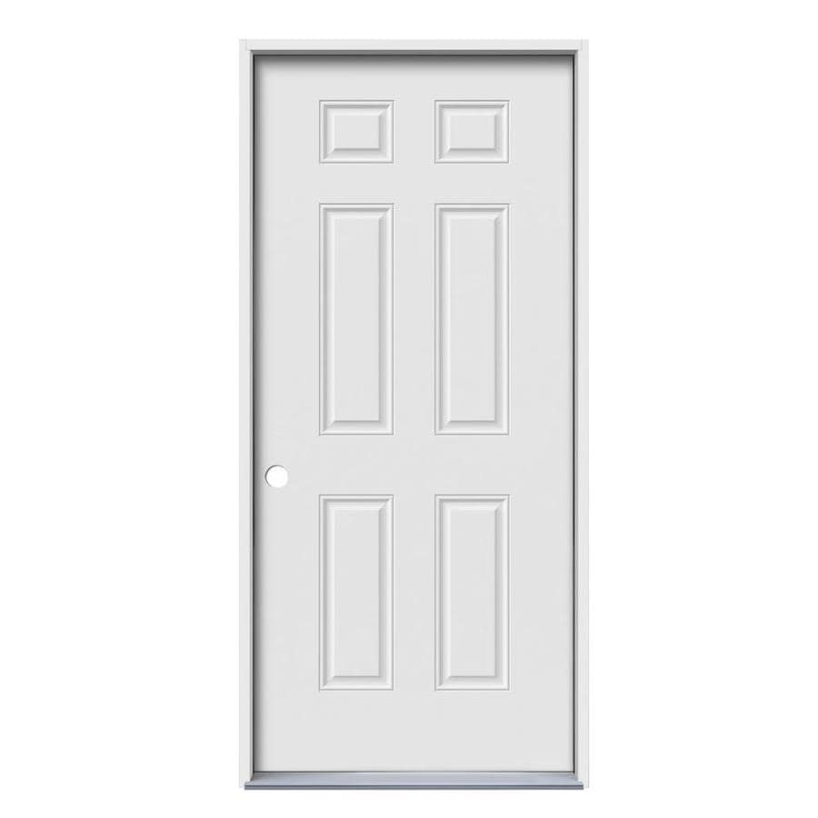 Right Hand Inswing Primed Steel Prehung Entry Door With Insulating Core Common 36 In X 80 In Actual 37 4375 In X 81 75 In