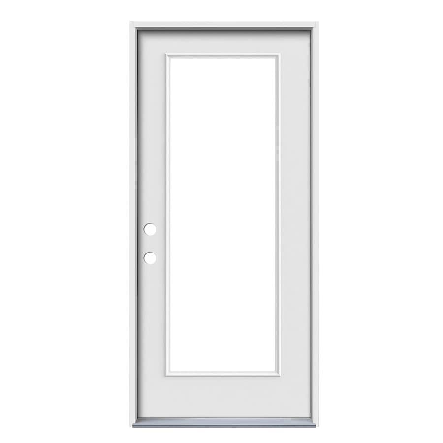 Jeld Wen 36 In X 80 In Steel Full Lite Right Hand Inswing Primed Prehung Single Front Door In