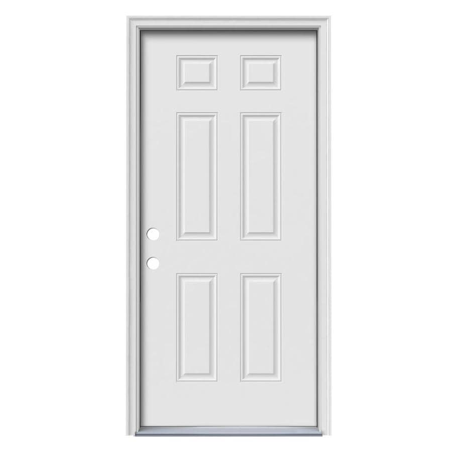 Right Hand Inswing Primed Steel Prehung Entry Door With Insulating Core Common 36 In X 80 In Actual 37 4375 In X 81 75 In