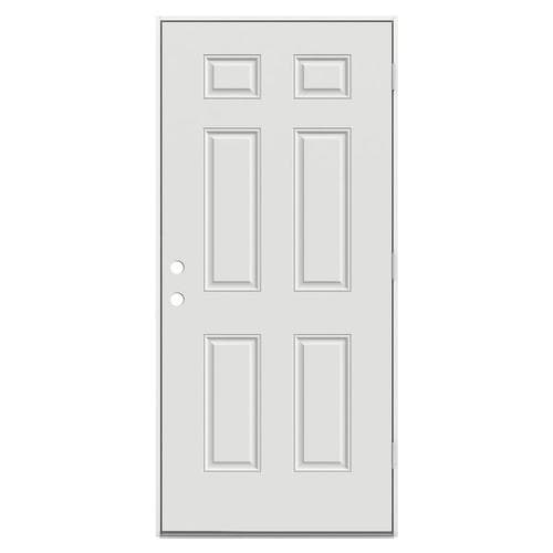 Jeld Wen 32 In X 80 In Steel Left Hand Outswing Primed Fire Rated Prehung Single Front Door In