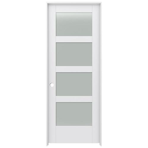Jeld Wen Moda 1044w Primed 4 Panel Square Solid Core Frosted Glass
