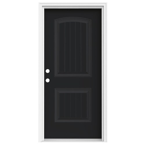 Jeld-wen Right-hand Inswing Peppercorn Painted Steel Prehung Entry Door 