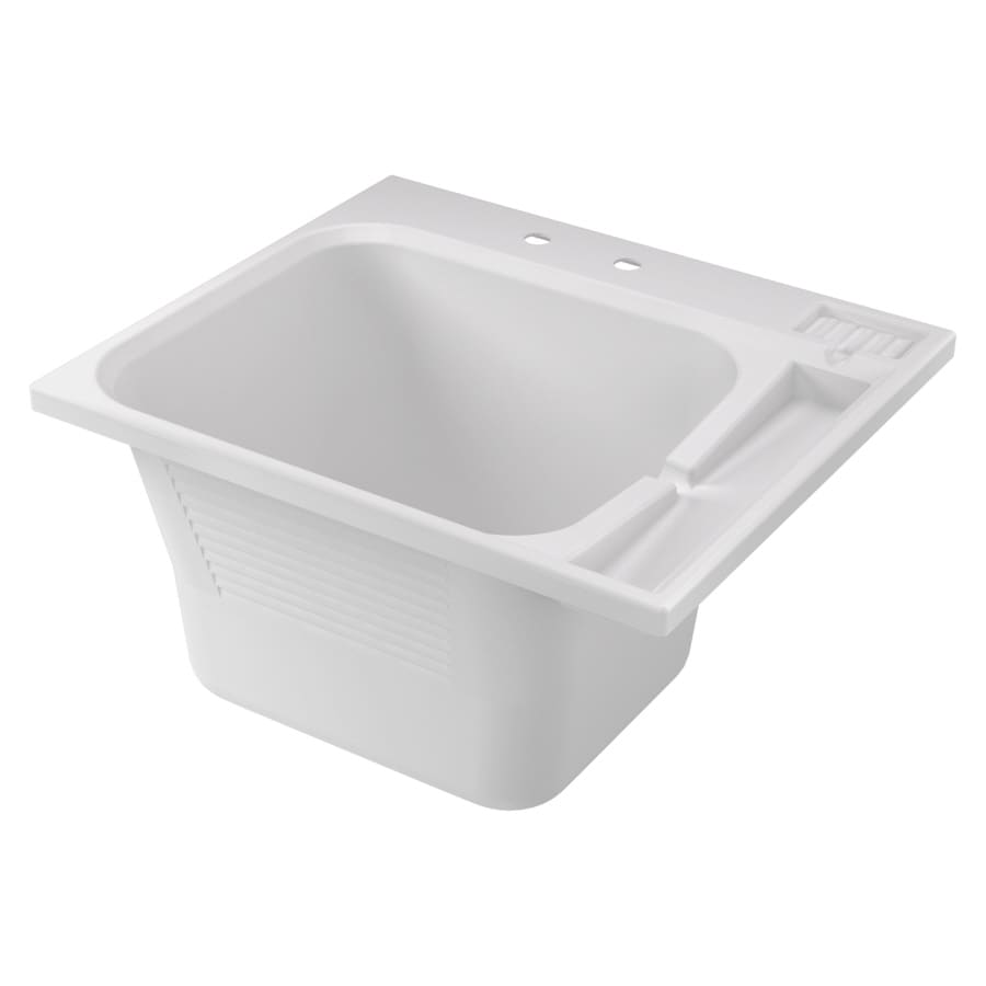 ASB 25-in x 25-in White Drop-In Laundry Sink with Faucet at