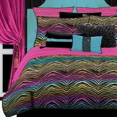 Rainbow Zebra 4 Piece Queen Comforter Set At Lowes Com
