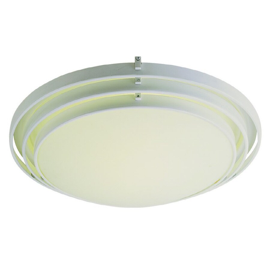 Trans Globe White Flush Mount Ceiling Light With Frosted Glass At