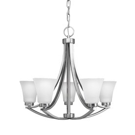 Shop Chandeliers at Lowes.com - Portfolio Lyndsay 24-in 5-Light Satin Nickel Etched Glass Shaded Chandelier
