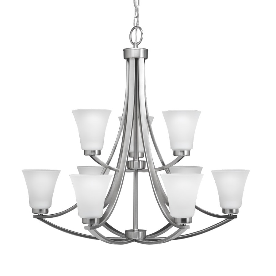 Portfolio Lyndsay 9 Light Satin Nickel Modern Contemporary Etched