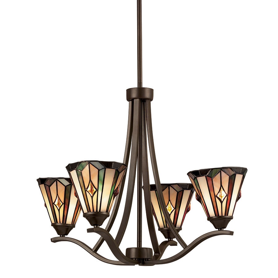 Portfolio 4-Light Mission Bronze Tiffany-Style Chandelier at Lowes.com