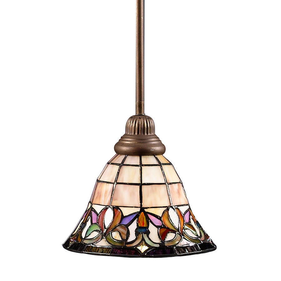 Flora Mission Bronze Traditional Stained Glass Bell Pendant Light