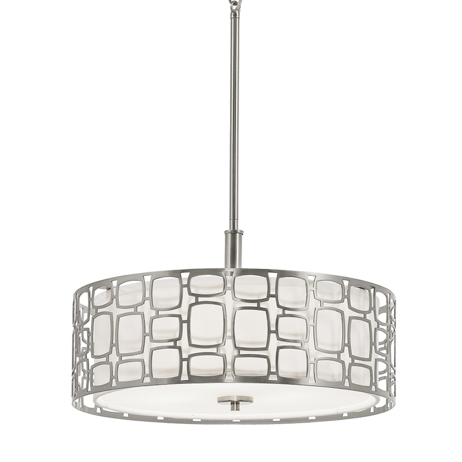 Brushed Nickel Pendant Light Lowes kichler sabine brushed nickel single modern contemporary etched glass drum pendant light