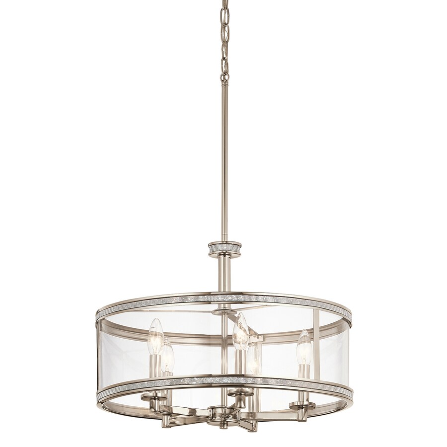 Kichler Angelica Polished Nickel Pendant Light Modern/Contemporary Clear Glass Drum Pendant Light