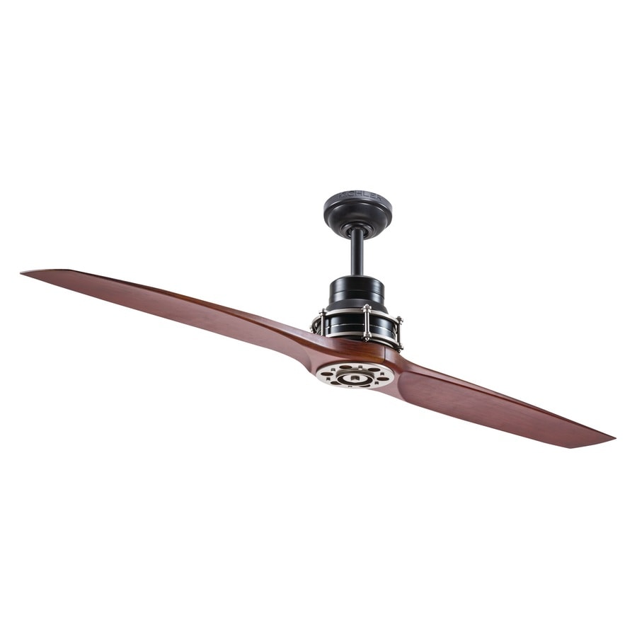 56 In Satin Black Indoor Ceiling Fan And Remote 2 Blade