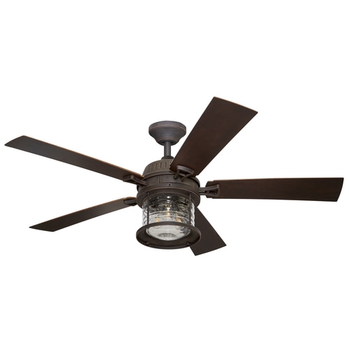 Allen Roth Stonecroft 52 In Antique Bronze Led Indoor Outdoor Ceiling Fan With Light Kit And Remote 5 Blade At Lowes Com