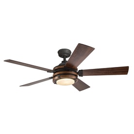 Shop Ceiling Fans at Lowes.com - Kichler Barrington 52-in Distressed Black and Wood Downrod or Close Mount  Indoor Ceiling Fan