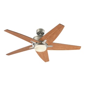 Shop Ceiling Fans at Lowes.com - Kichler Trestle Ridge 52-in Nickel Downrod Mount Indoor Ceiling Fan with  Light Kit and