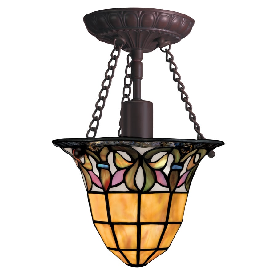 Portfolio Flora 8 In W Art Nouveau Bronze Clear Glass Semi Portfolio Flora 8 In W Art Nouveau Bronze Clear Glass Semi Flush Mount Light