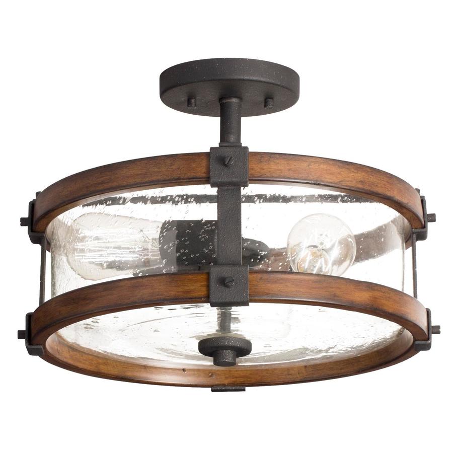 Kichler Lighting Barrington 14.02-in W Distressed Black and Wood Clear ...