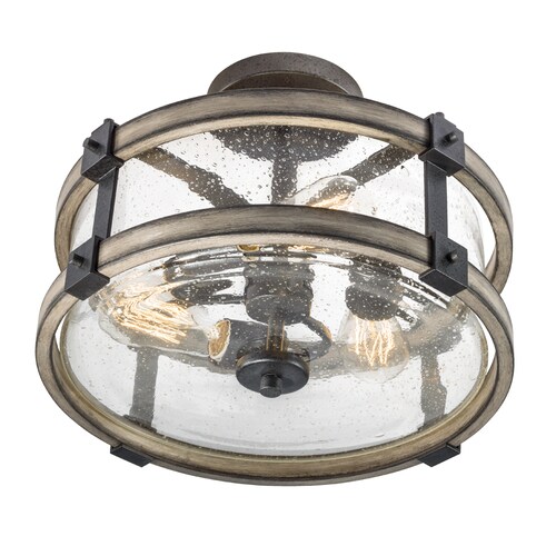 Kichler Barrington 14 02 In Anvil Iron And Driftwood Rustic Lodge Semi Flush Mount Light At Lowes Com