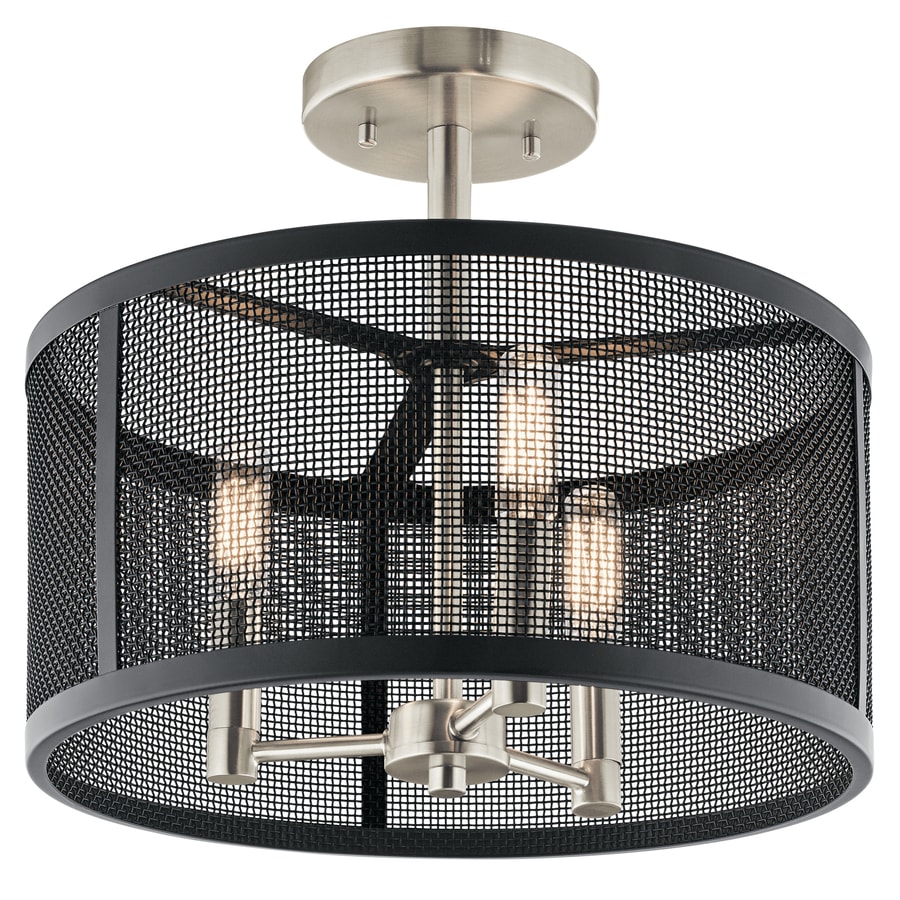 Edmund 14 In Satin Black Craftsman Incandescent Semi Flush Mount Light