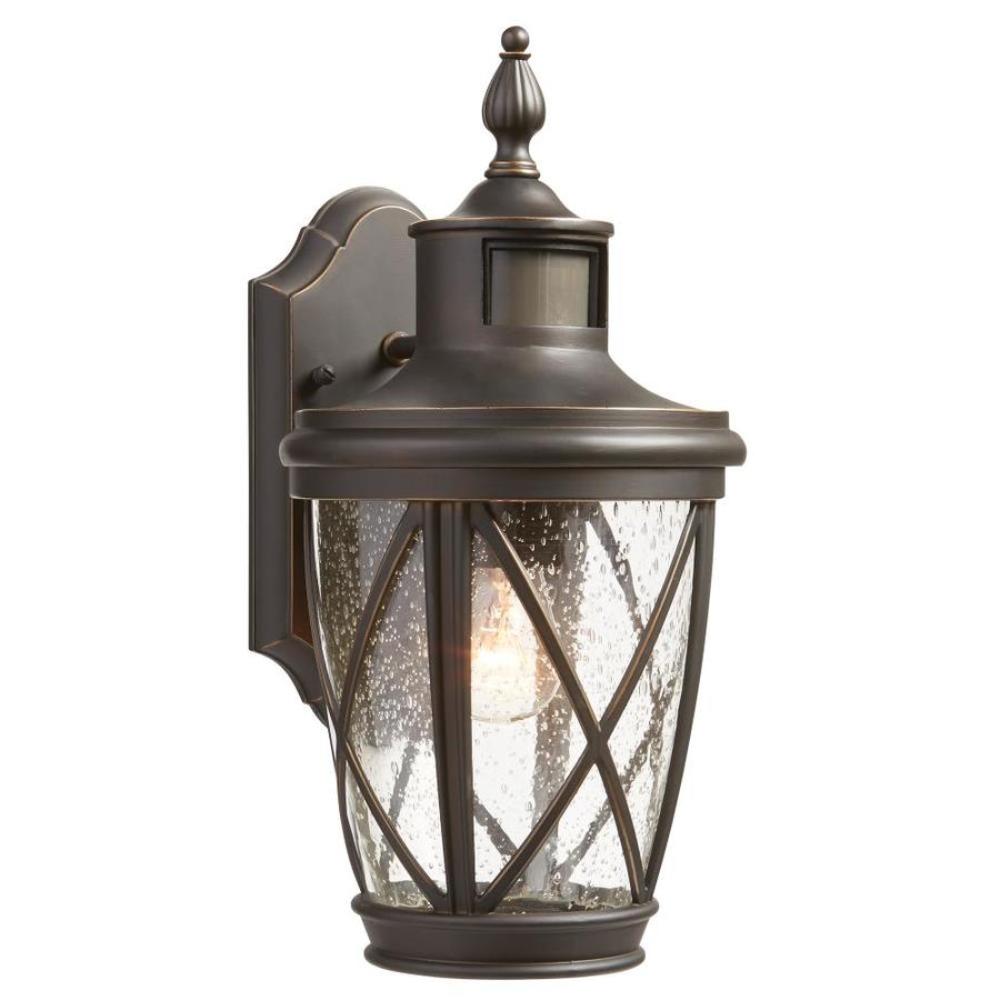 allen + roth Castine 13.78-in H Rubbed Bronze Motion Activated Outdoor ...